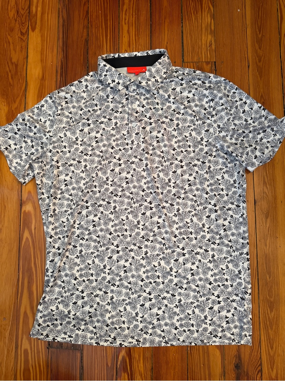 Men's Redvanly Short-Sleeve Polo Shirt - Black & White Floral